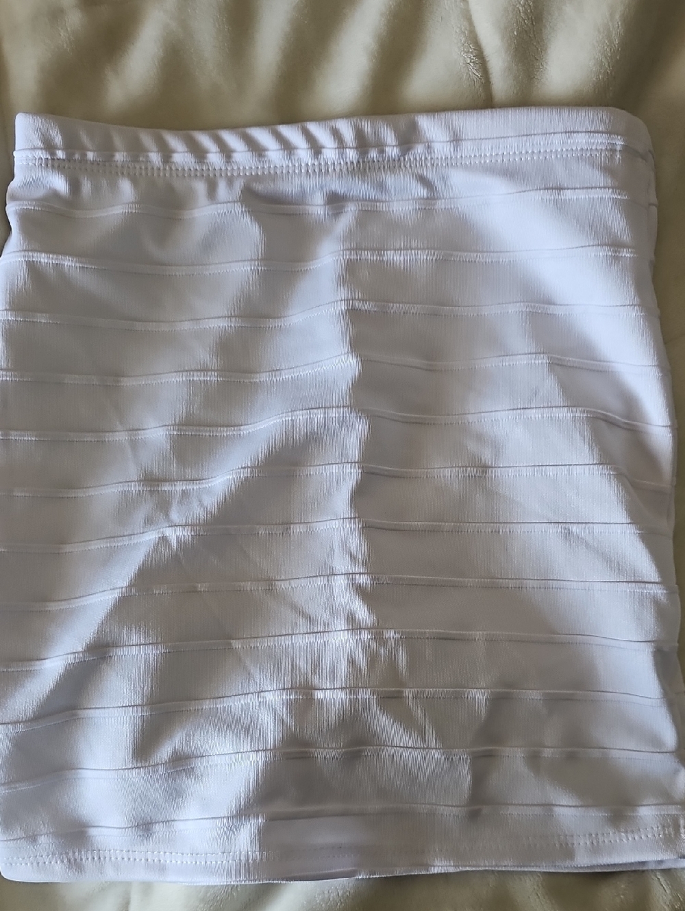 White Horizontal Ribbed Tube Top